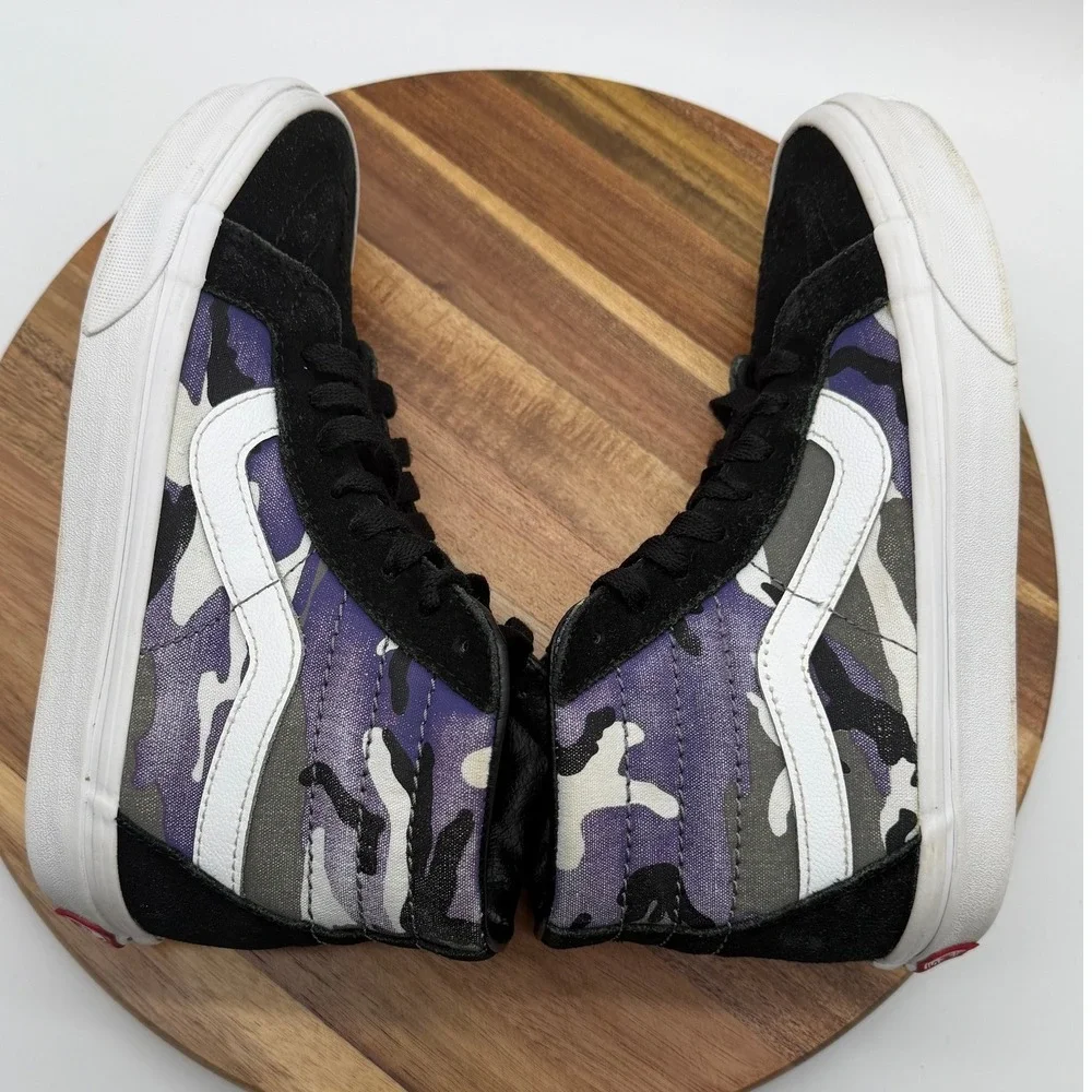 Vans Sk8-Hi Purple Men's 4 1/2/Women's 6 Camo High Top Sneakers Black Suede 0537